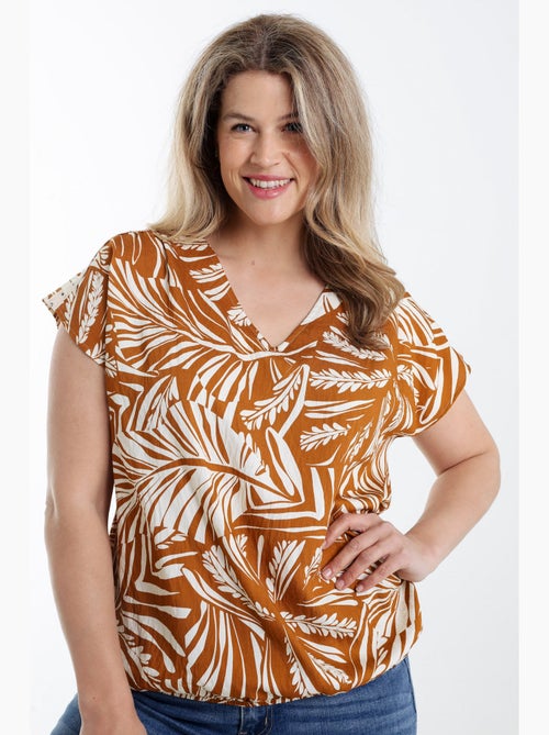 Blouse en viscose imprimé feuille bicolore PAPRIKA - Kiabi