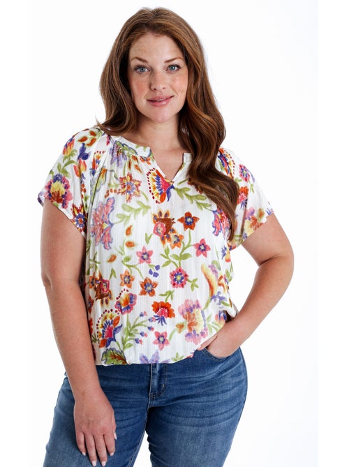 Blouse en viscose imprimé floral avec lurex PAPRIKA - Kiabi