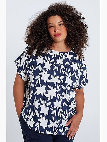 Blouse en viscose imprimé floral bicolore PAPRIKA