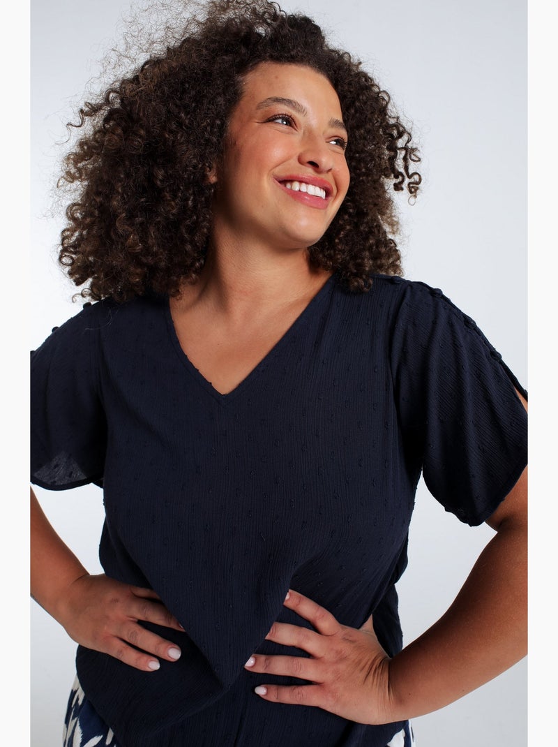 Blouse en viscose unie PAPRIKA Corail - Kiabi