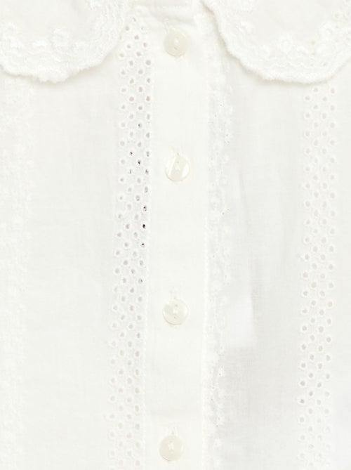 Blouse en voile de coton avec broderies - Kiabi