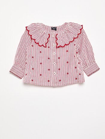 Blouse en voile de coton avec col claudine