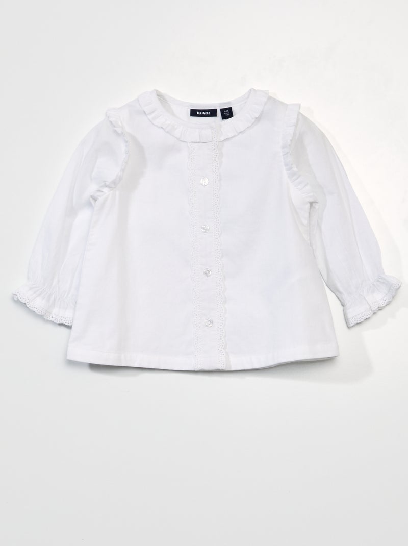 Blouse en voile de coton blanc - Kiabi