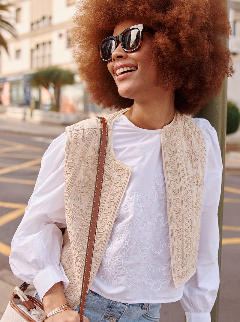 Blouse en voile de coton Blanc - Kiabi