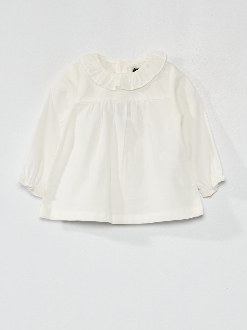 Blouse en voile de coton blanc - Kiabi