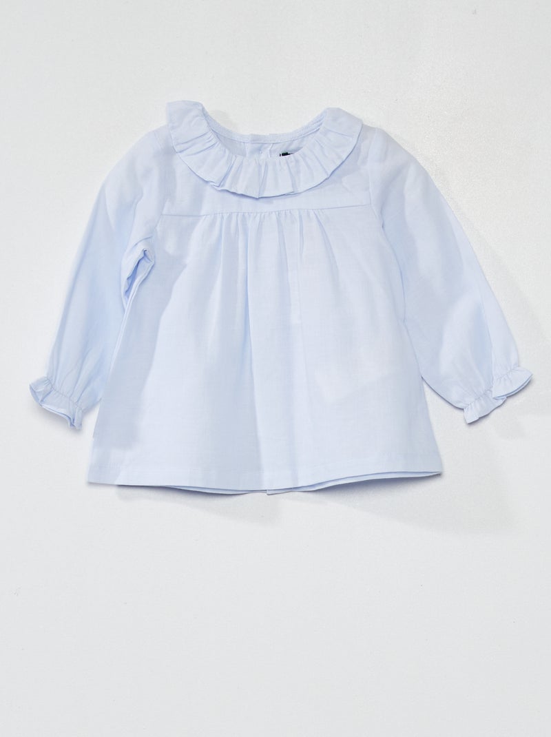 Blouse en voile de coton Bleu - Kiabi