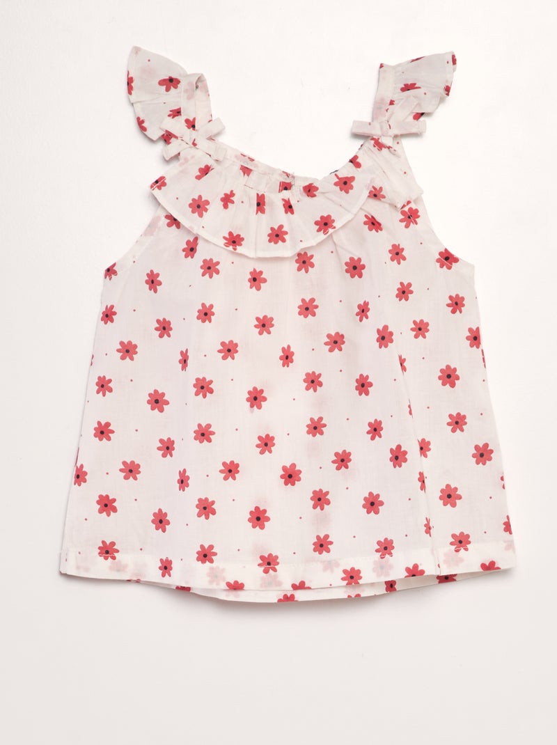Blouse en voile de coton imprimée Rouge - Kiabi