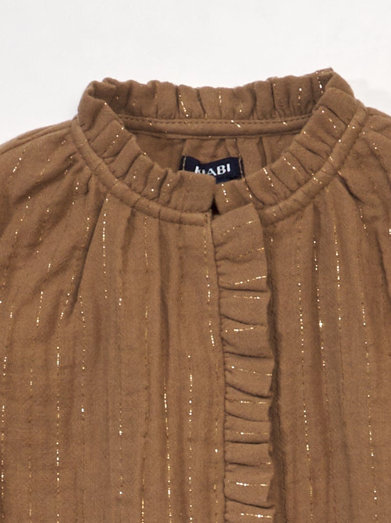 Blouse en voile de coton Marron - Kiabi