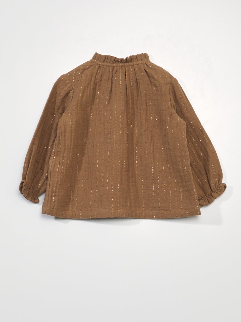 Blouse en voile de coton Marron - Kiabi