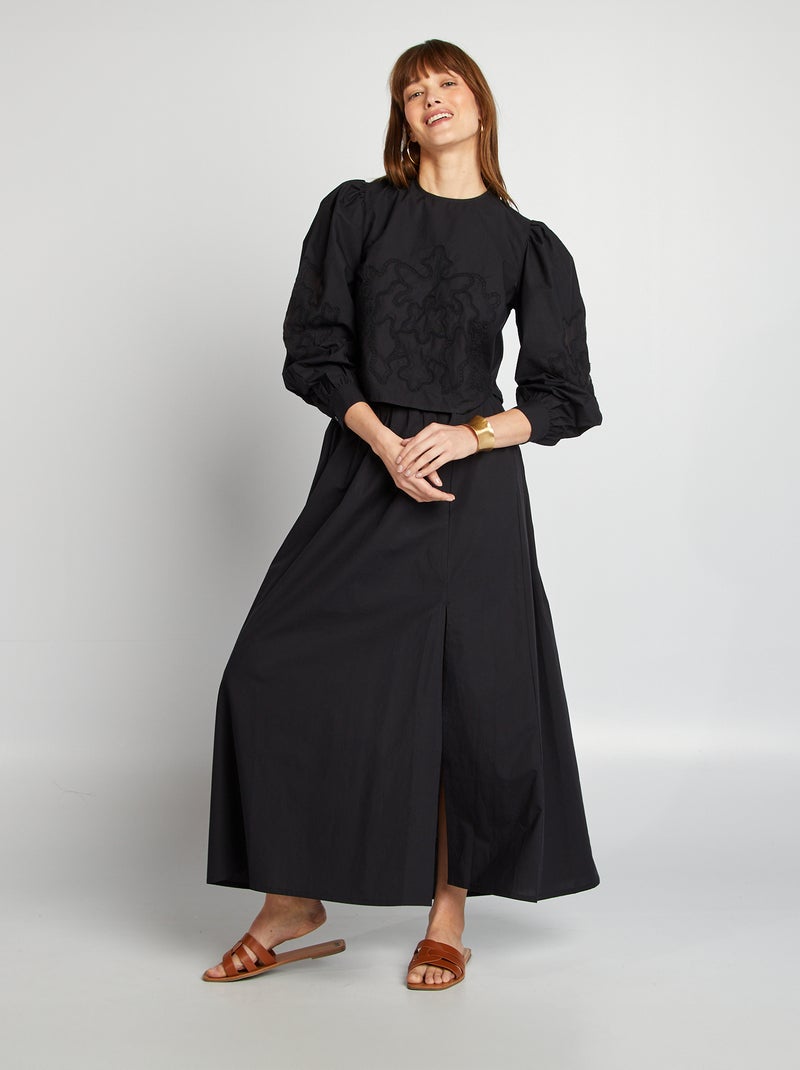 Blouse en voile de coton Noir - Kiabi