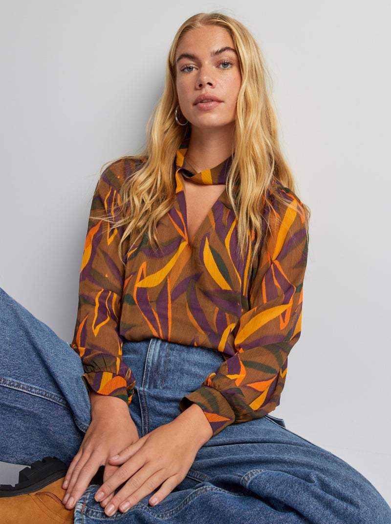 Blouse en voile fluide Kaki - Kiabi