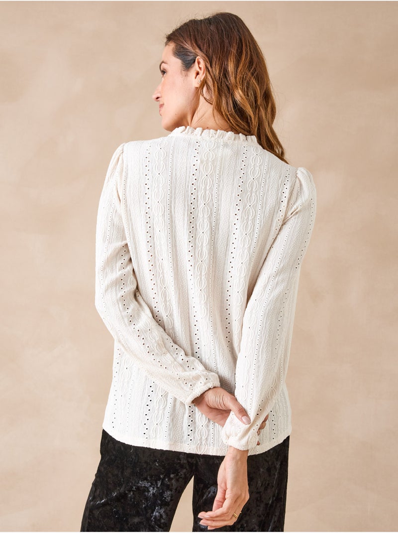 Blouse encolure fantaisie en maille - DAXON Ecru - Kiabi