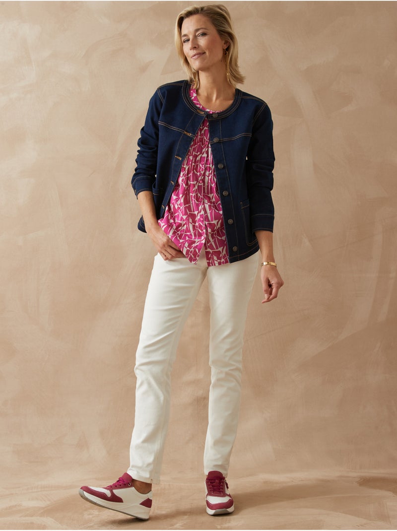 Blouse encolure ronde en microfibre - DAXON Violet - Kiabi