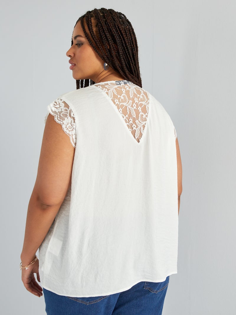Chemisier Femme Grande Encolure - Taille 42, Couleur Bleu - Viscose & Polyester - Occasion Très Bon état