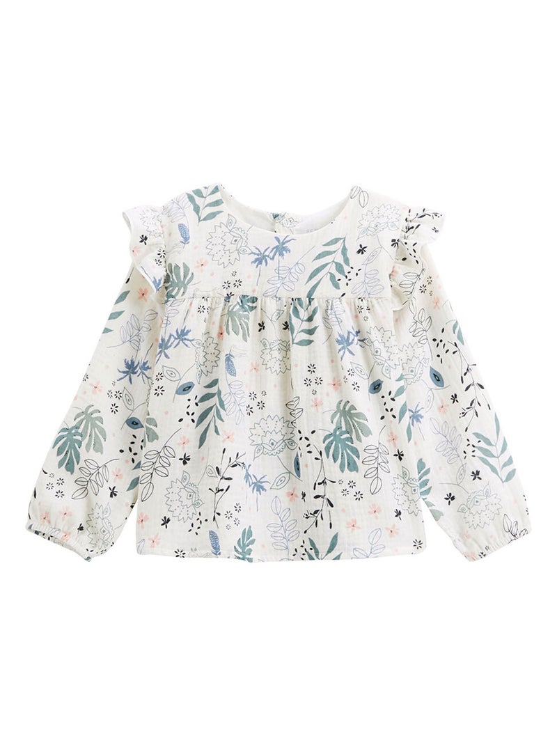 Blouse enfant en gaze de coton Belle de Nuit Ecru - Kiabi