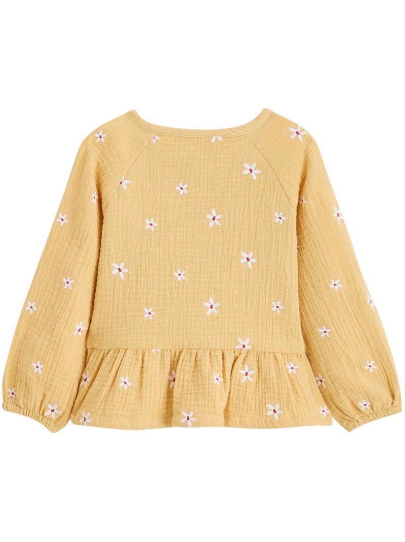 Blouse enfant en gaze de coton Camila Jaune - Kiabi