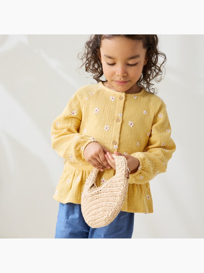 Blouse enfant en gaze de coton Camila Jaune - Kiabi