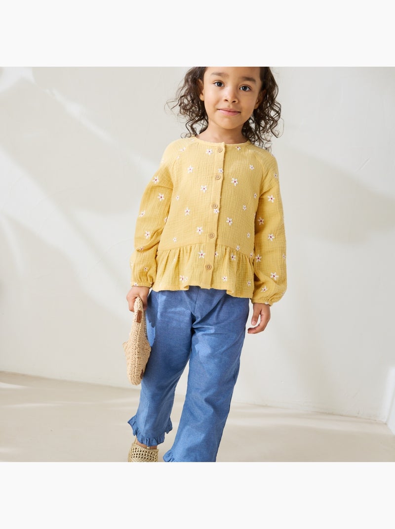 Blouse enfant en gaze de coton Camila Jaune - Kiabi