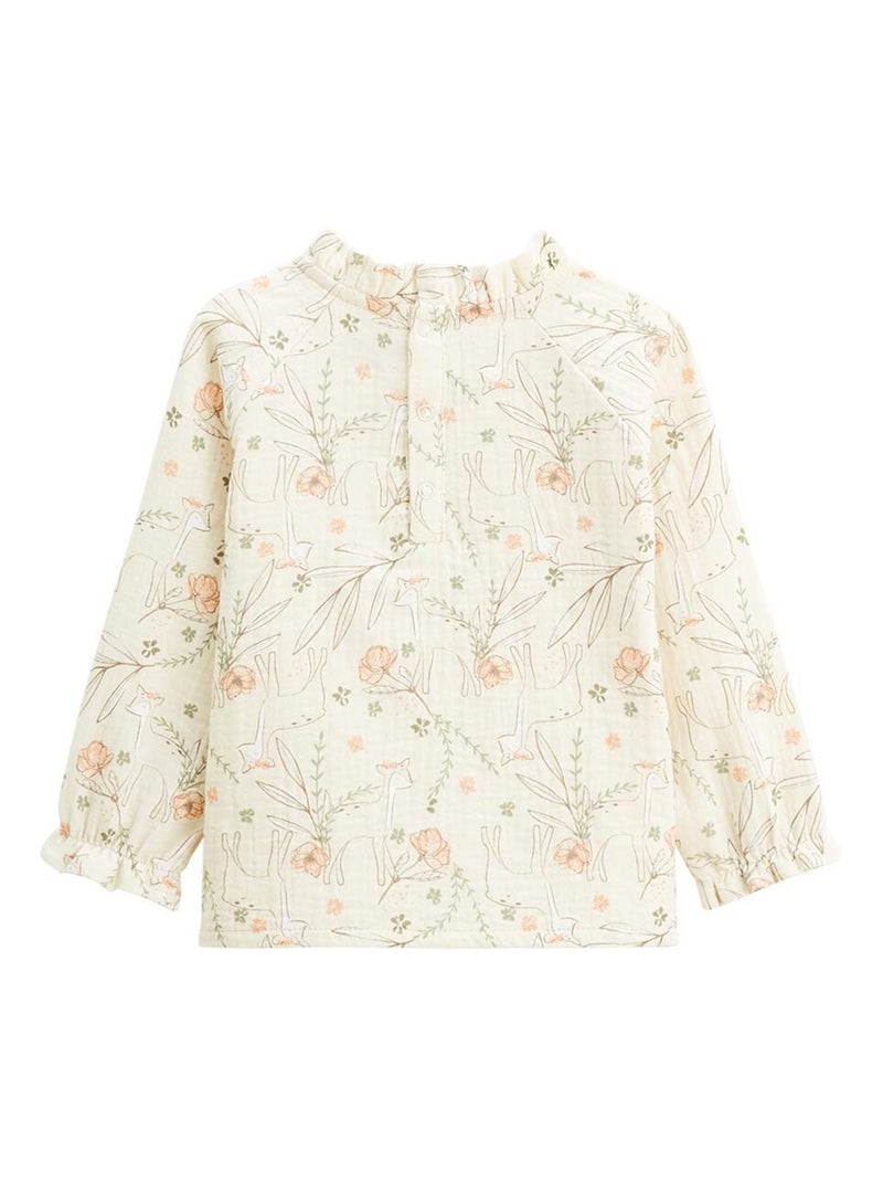 Blouse enfant en gaze de coton Lison Ecru - Kiabi