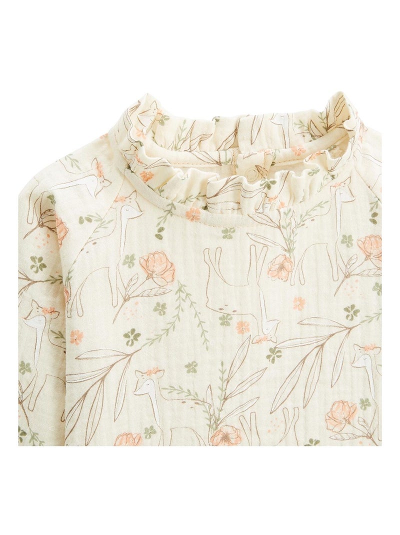 Blouse enfant en gaze de coton Lison Ecru - Kiabi