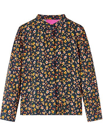 Blouse enfant en lyocell imprimé floral col mao boutonné - vidaxl