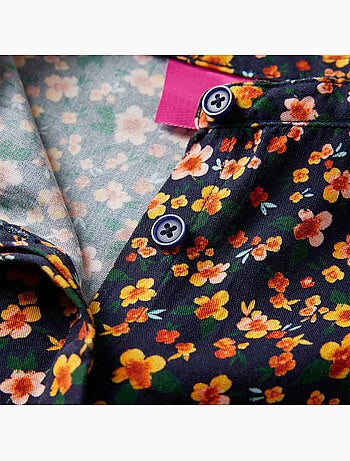 Blouse enfant en lyocell imprimé floral col mao boutonné - vidaxl