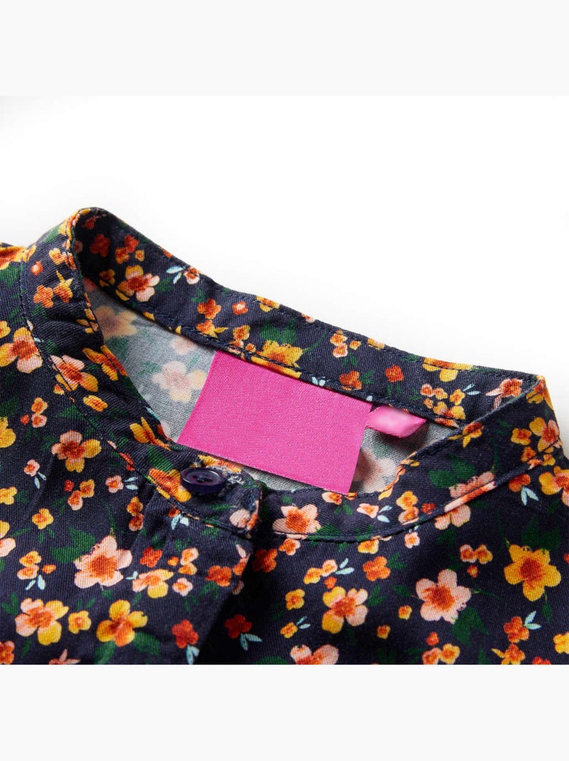 Blouse enfant en lyocell imprimé floral col mao boutonné - vidaxl Bleu - Kiabi