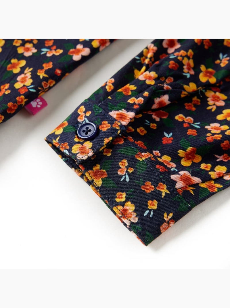 Blouse enfant en lyocell imprimé floral col mao boutonné - vidaxl Bleu - Kiabi