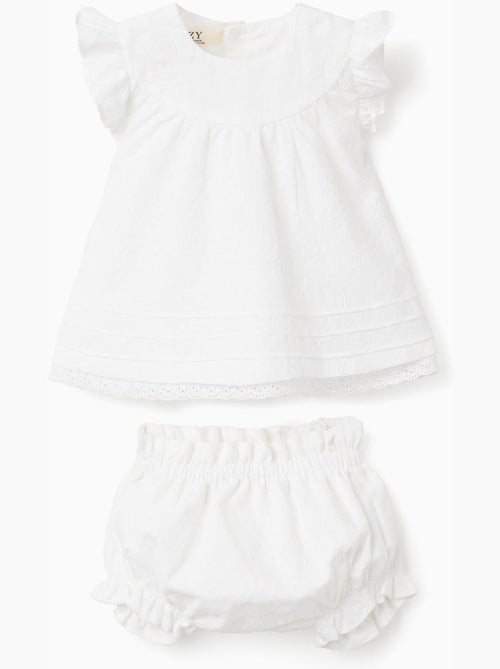 Blouse et bloomer en coton à volants - Kiabi