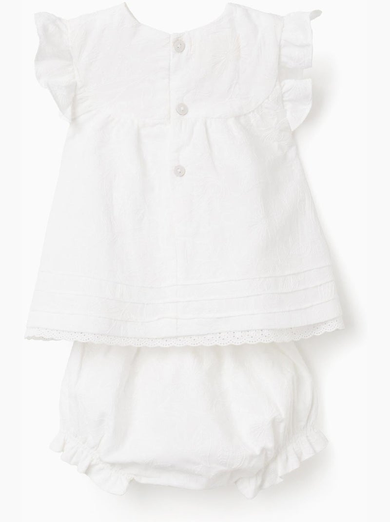 Blouse et bloomer en coton à volants Beige clair - Kiabi