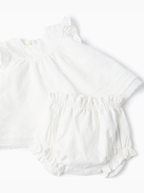Blouse et bloomer en coton à volants - Kiabi