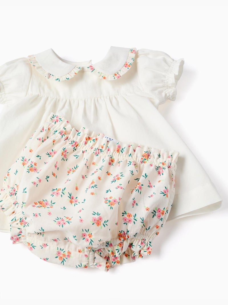 Blouse et bloomer en coton avec volants Beige clair - Kiabi