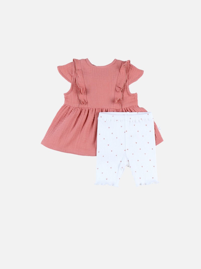 Blouse et Legging, Mousseline et jersey de coton Noukie's Rose - Kiabi