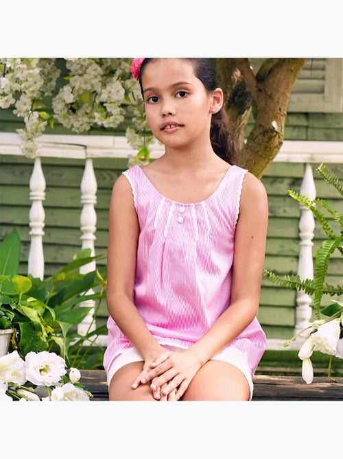 Blouse Été  à Fines Rayures   et Dentelle   ANAIS - La Faute à Voltaire - Kiabi