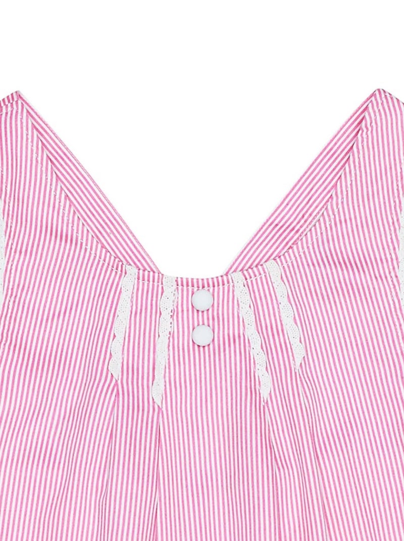 Blouse Été  à Fines Rayures   et Dentelle   ANAIS - La Faute à Voltaire Blanc Rose - Kiabi