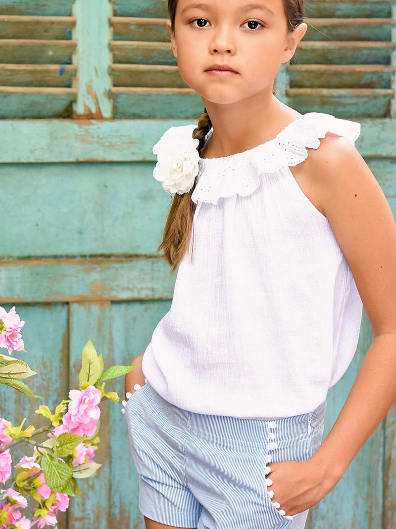Blouse  Été  avec Broderie Anglaise  AURORE - La Faute à Voltaire Blanc - Kiabi