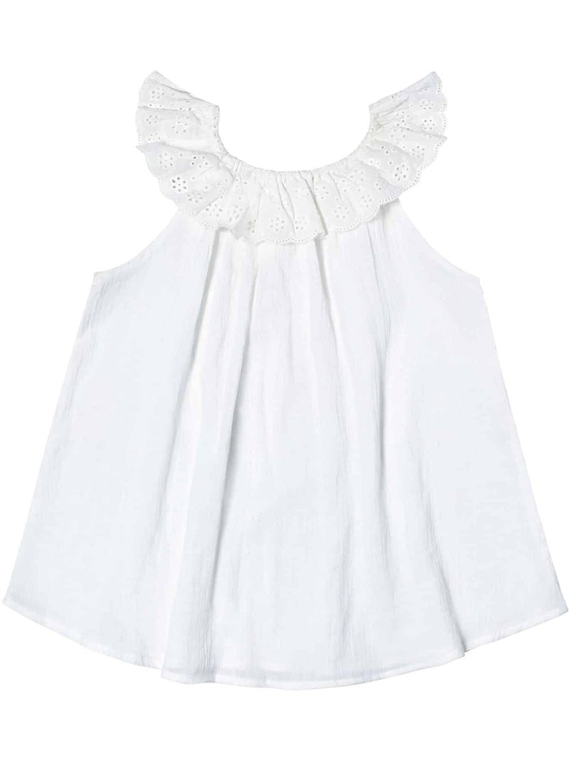 Blouse  Été  avec Broderie Anglaise  AURORE - La Faute à Voltaire Blanc - Kiabi