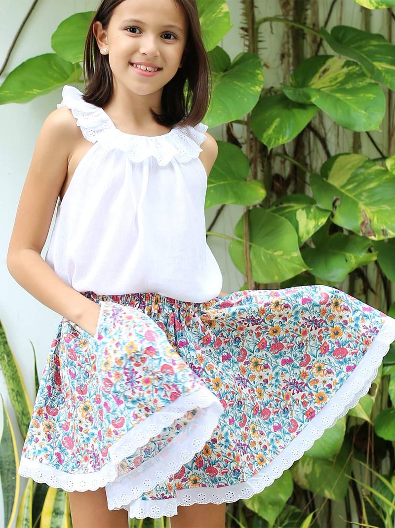 Blouse  Été  avec Broderie Anglaise  AURORE - La Faute à Voltaire Blanc - Kiabi