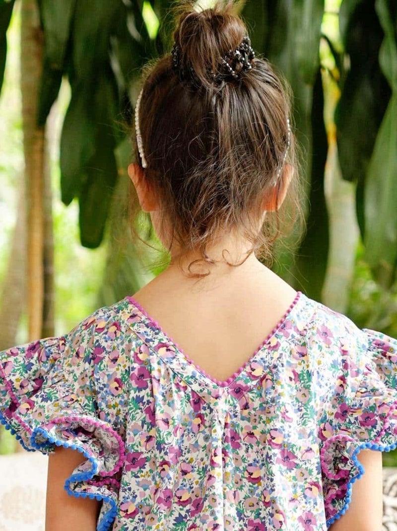 Blouse Été Fleurie    et    Manches Papillons  BUTTERFLY - La Faute à Voltaire Violet - Kiabi