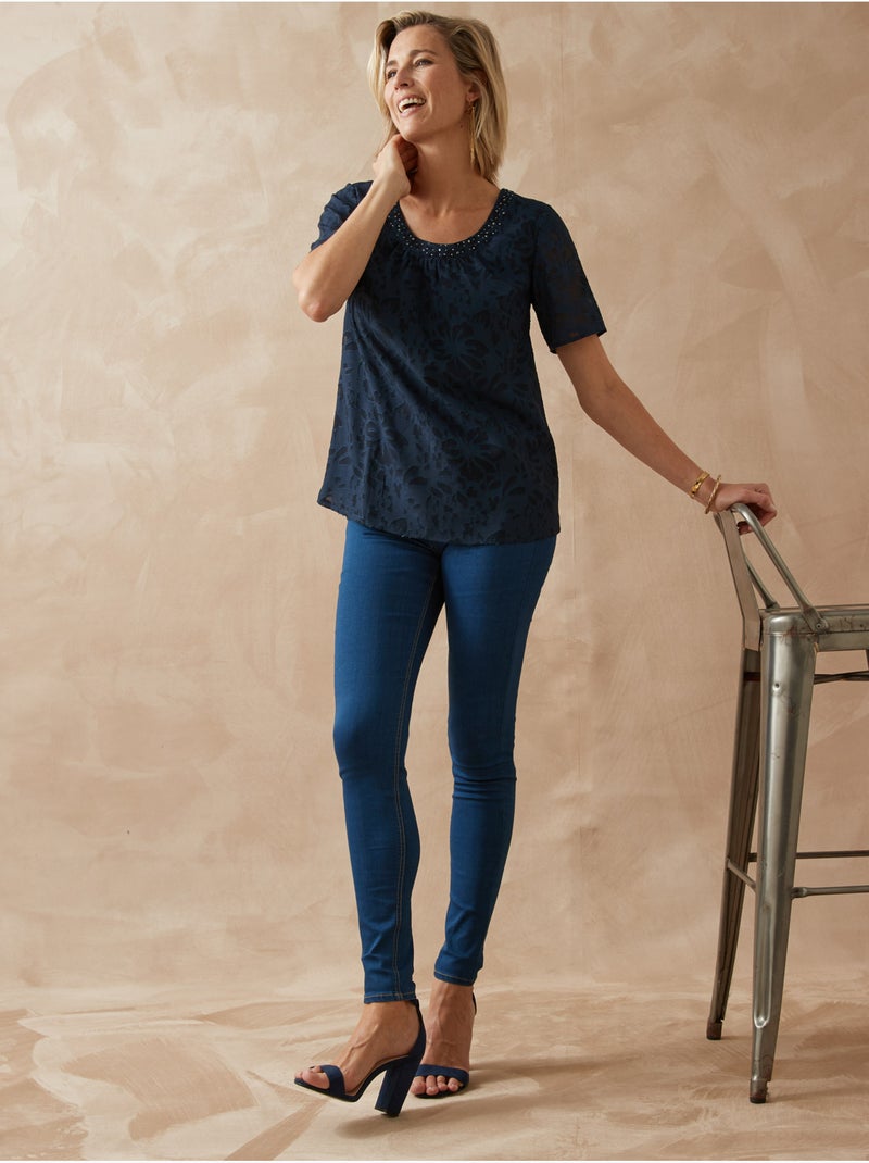 Blouse évasée cérémonie - DAXON Bleu marine - Kiabi