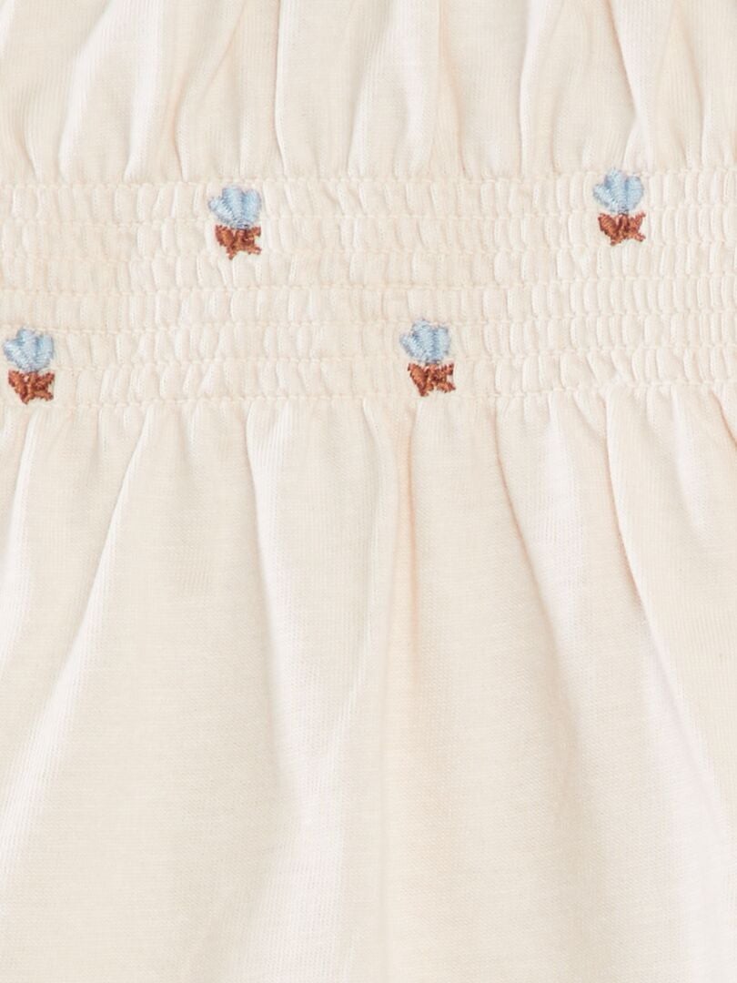 Chemisier Desigual Motif Rosaces Et Rayures - Marine Beige Bordeaux - Taille XS - Coton - Occasion Très Bon état
