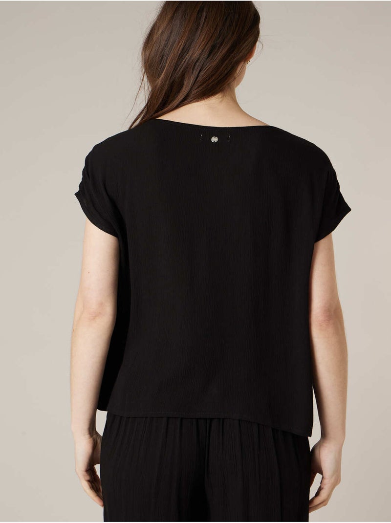Blouse femme à broderies ethniques 'Deeluxe' Noir - Kiabi