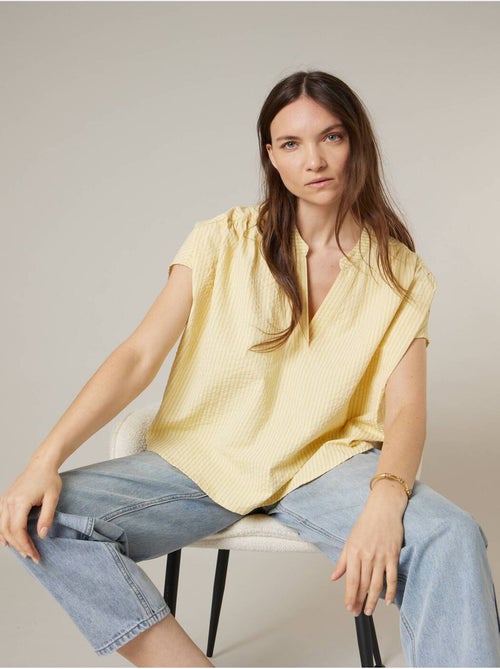 Blouse femme à rayures en coton 'Deeluxe' - Kiabi