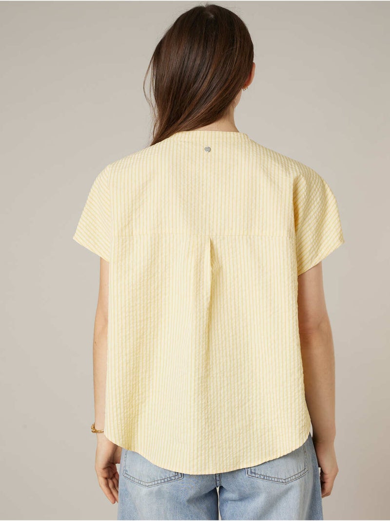 Blouse femme à rayures en coton 'Deeluxe' Jaune clair - Kiabi