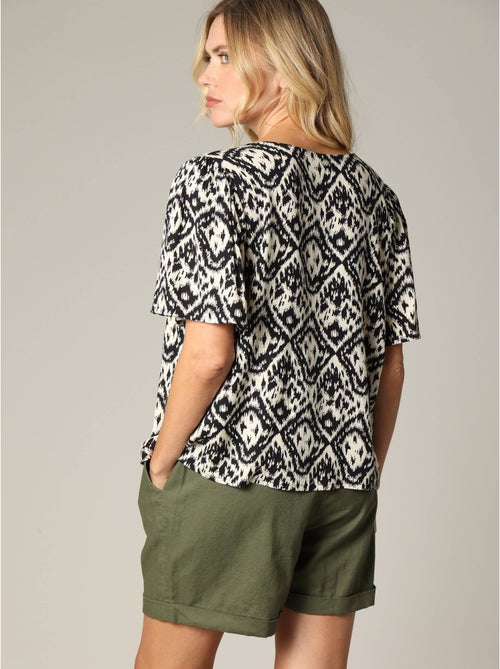 Blouse femme ample col V avec boutons et manches papillon 'Deeluxe' - Kiabi
