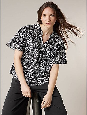 Blouse femme ample et fluide imprimé graphique 'deeluxe'