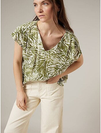 Blouse femme ample imprimé tropical 'Deeluxe'
