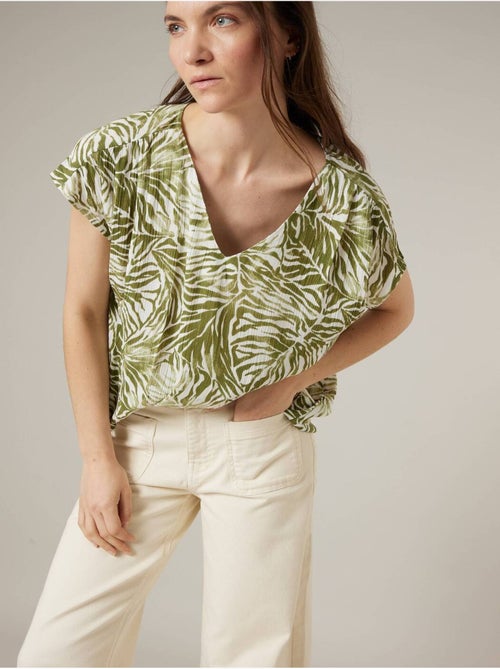 Blouse femme ample imprimé tropical 'Deeluxe' - Kiabi