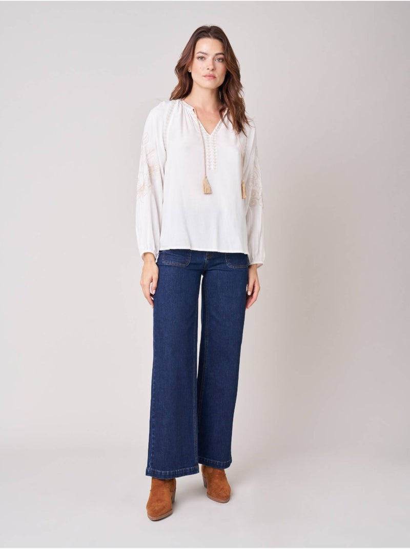 Blouse femme brodée 'deeluxe' Blanc - Kiabi