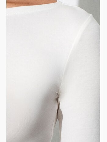 Blouse femme coupe ajustée à col bateau et manches longues dilvin